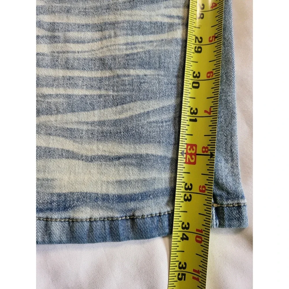 Copper Rivet Mens Slim Fit Distressed Light Wash Blue Moto Denim Jeans 38x32